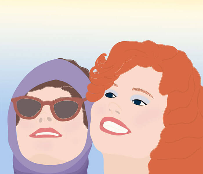 illustration de deux jeunes femmes du film thelma et louise