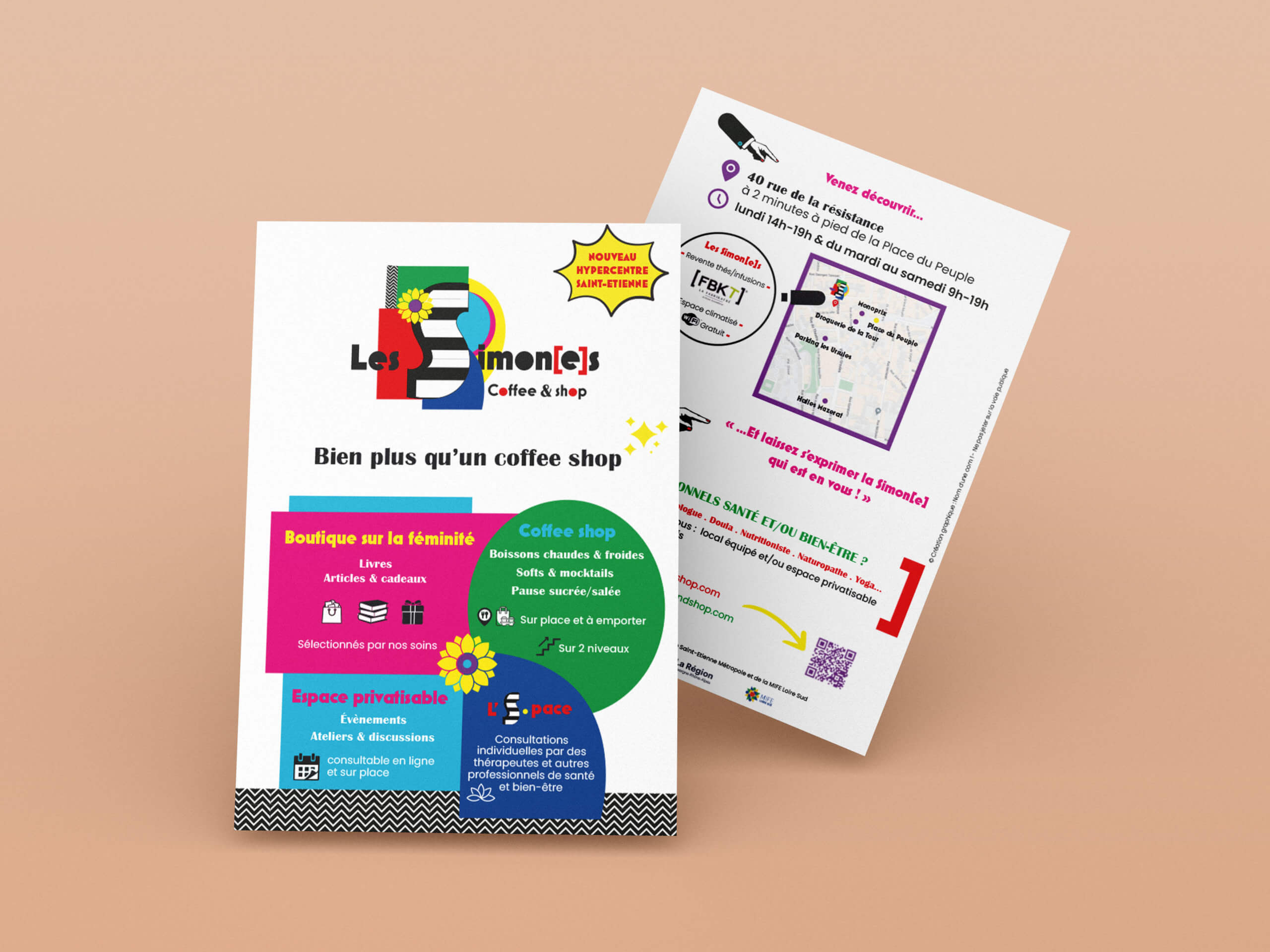 flyer pour le coffee shop Les Simones à Saint-Etienne