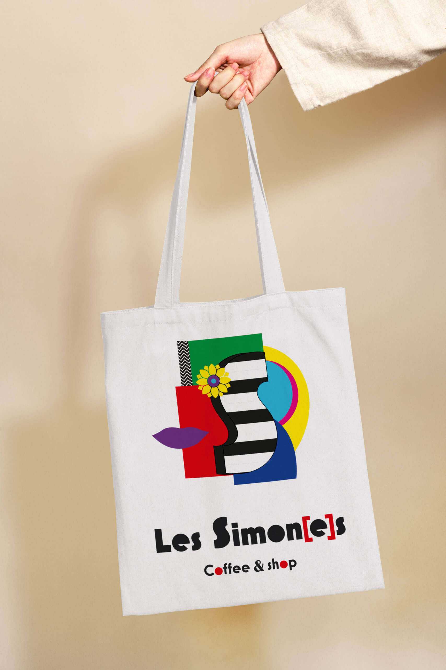 exemple présentation pour un tot bag avec la déclinaison du logo Les Simones