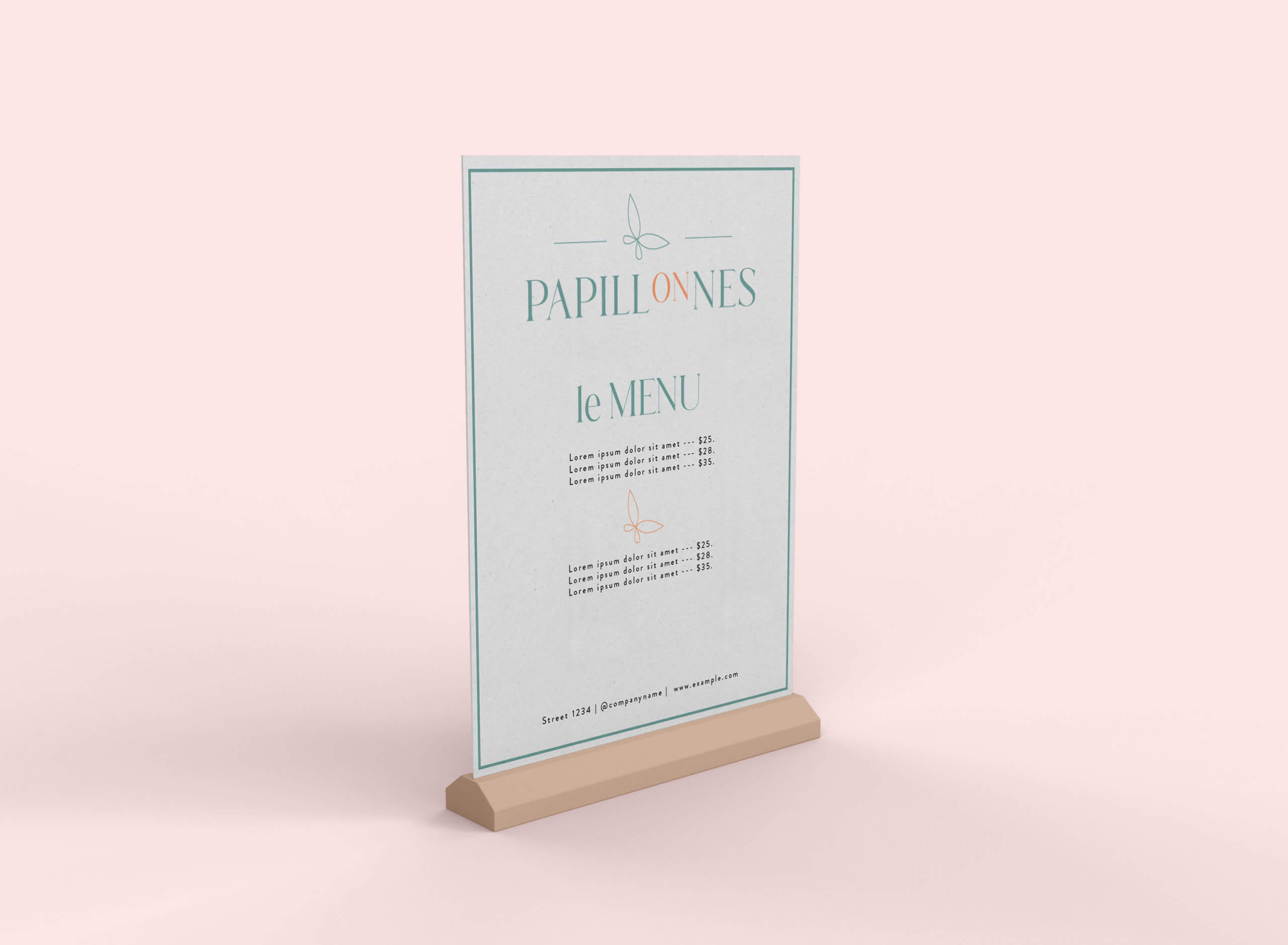 charte graphique restaurant Papilonnes Lyon menu et supports print