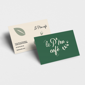 exemple d'une carte de visite recto verso du projet le p'tea café